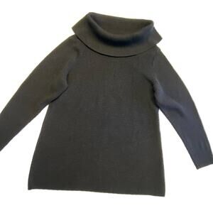 Alfani Chic Holiday Cowl Neck Long Sleeve Ribbed Sweater Black Metallic Women XL